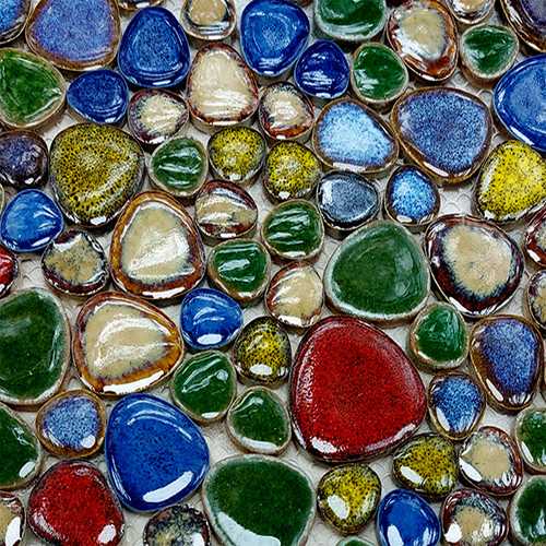 Gold, green, red and blue drop surface