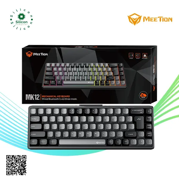 Meetion MK12 65% RGB Arabic Triple Mode Wireless Bluetooth Mechanical Keyboard