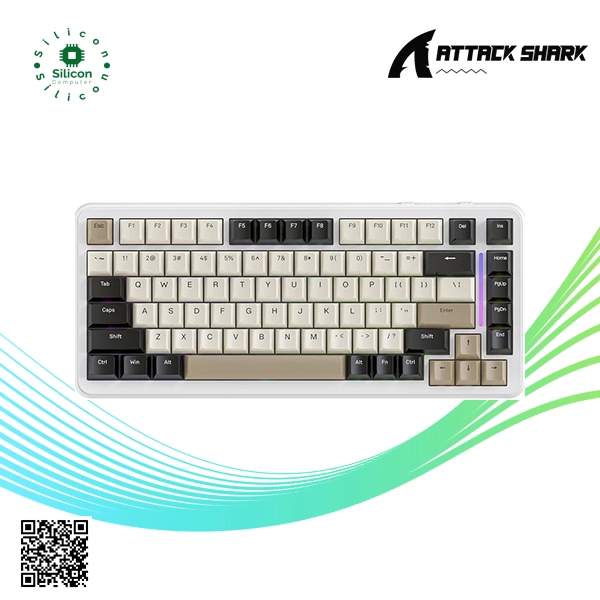 Attack Shark M86 Mechanical Keyboard (Linear Blueberry Switch, Cheese White)