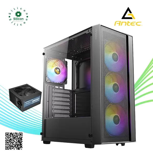 ANTEC AX65 Mid-Tower Gaming Case 4Fan 120M ARGB+PSU Antec Atom V650