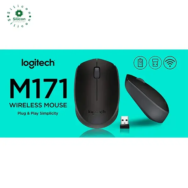 Logitech M171 Wireless Mouse Black Gray 1000 DPI 2.4GHz Wireless 3 Buttons USB R