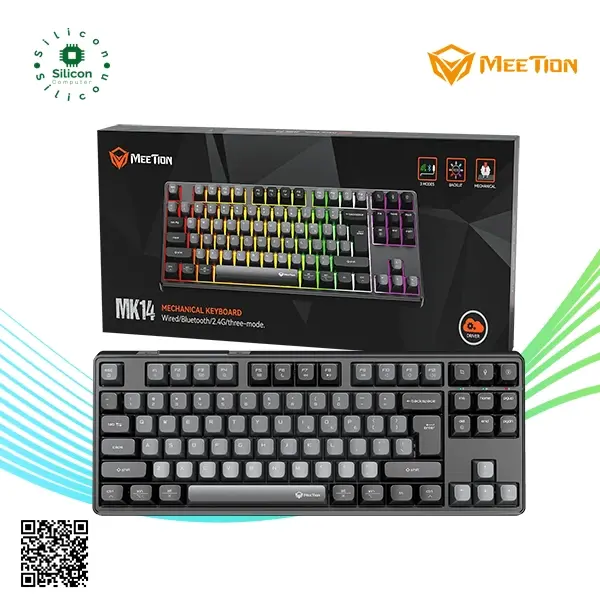 Meetion MK14 TKL RGB 3 Mode Rechargeable Wireless Bluetooth Mechanical Keyboard
