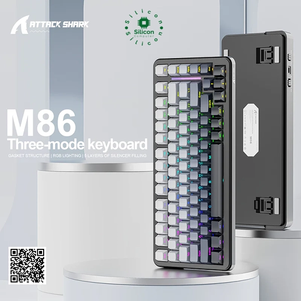 Attack Shark M86 Mechanical Keyboard (Linear Blueberry Switch, Star Black)