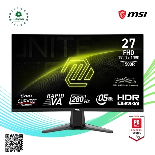 شاشة جيمنج ام اس اي MAG 276CXF، مقاس 27 بوصة، منحنية FHD، تردد 280Hz، لوحة Rapid VA، استجابة 0.5ms