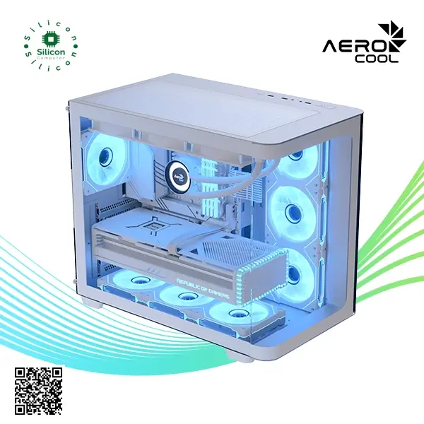 الصورة المصغرة: AEROCOOL P500C-G-WT- Mid-Tower Case With Tempered Glass panels ARGB Fans