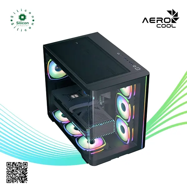 الصورة المصغرة: Aerocool P500C Evo Mid Tower Case With Curved Tempered Glass 4x ARGB Fans
