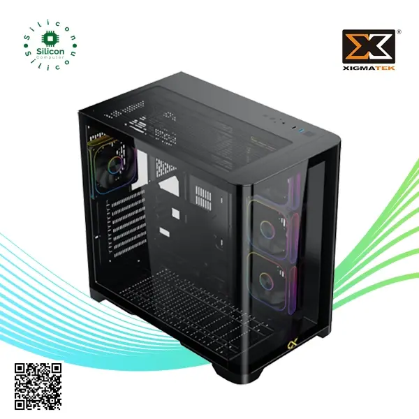 الصورة المصغرة: Xigmatek Crystal Storm V2 4 fan PWM Argb Curved TG Mid Tower Case