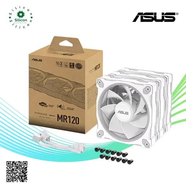 ASUS Prime MR120 ARGB Reverse Fan White Triple Pack