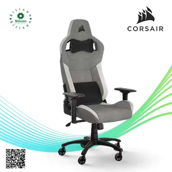 CORSAIR T3 RUSH Fabric Gaming Chair (Grey White)