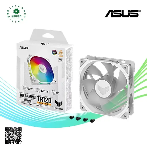 ASUS TUF Gaming TR120 ARGB Reverse Fan White Single Pack
