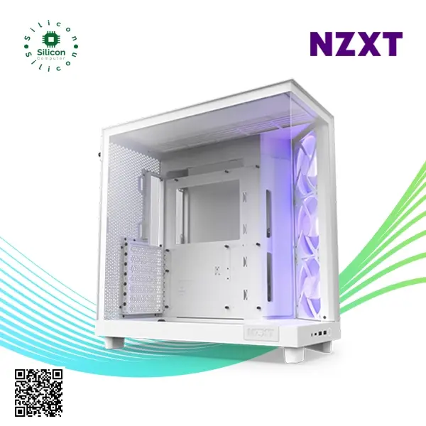 NZXT H6 Flow RGB Compact Dual-Chamber Mid-Tower Airflow Case with RGB Fans White