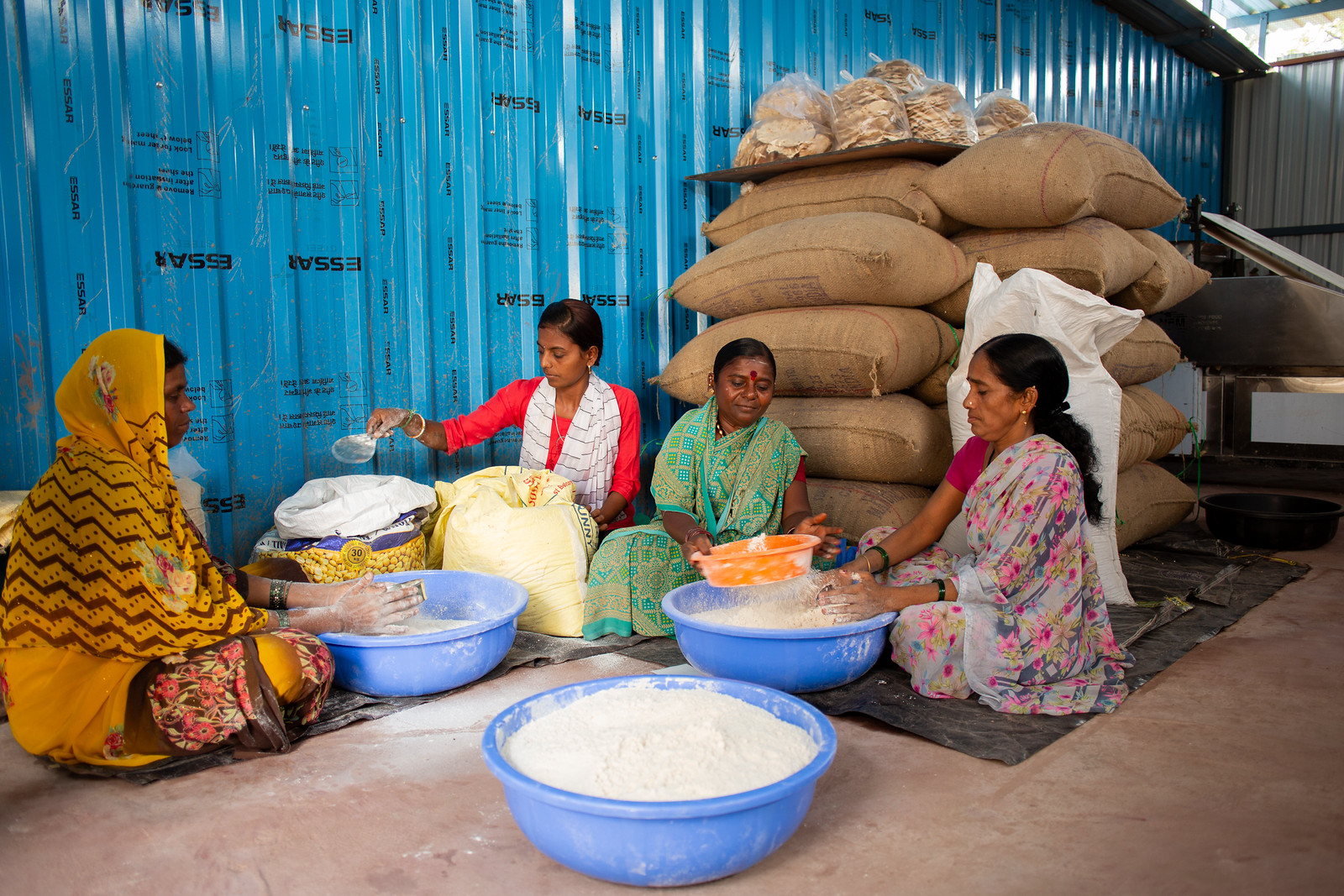 Woman preparing roti dough