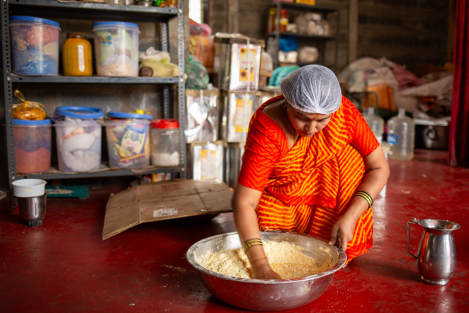 Woman preparing sev dough