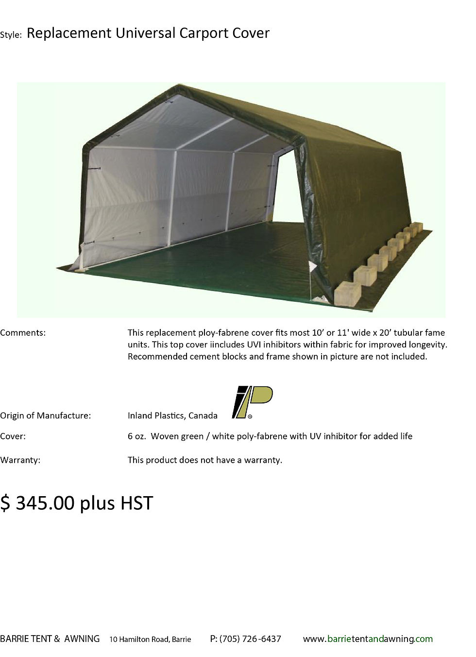 Replacement Universal Carport Cover