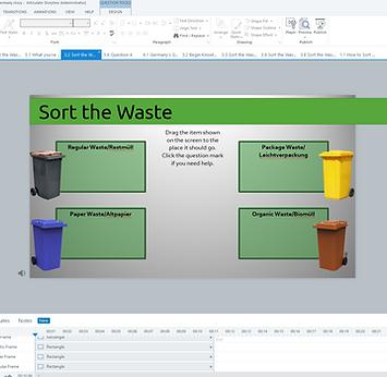 Sort the Waste interactive experience in an eLearning course about sorting waste in Germany