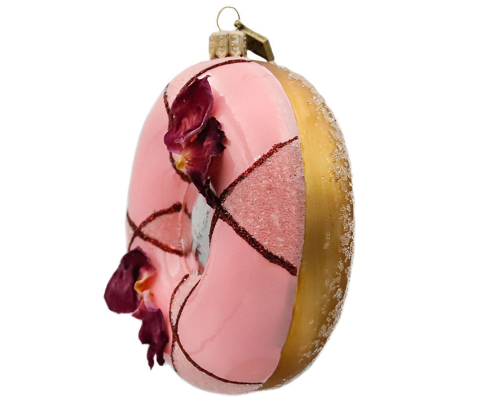 Thumbnail: Glass Bauble Donut with rose glaze 10 cm