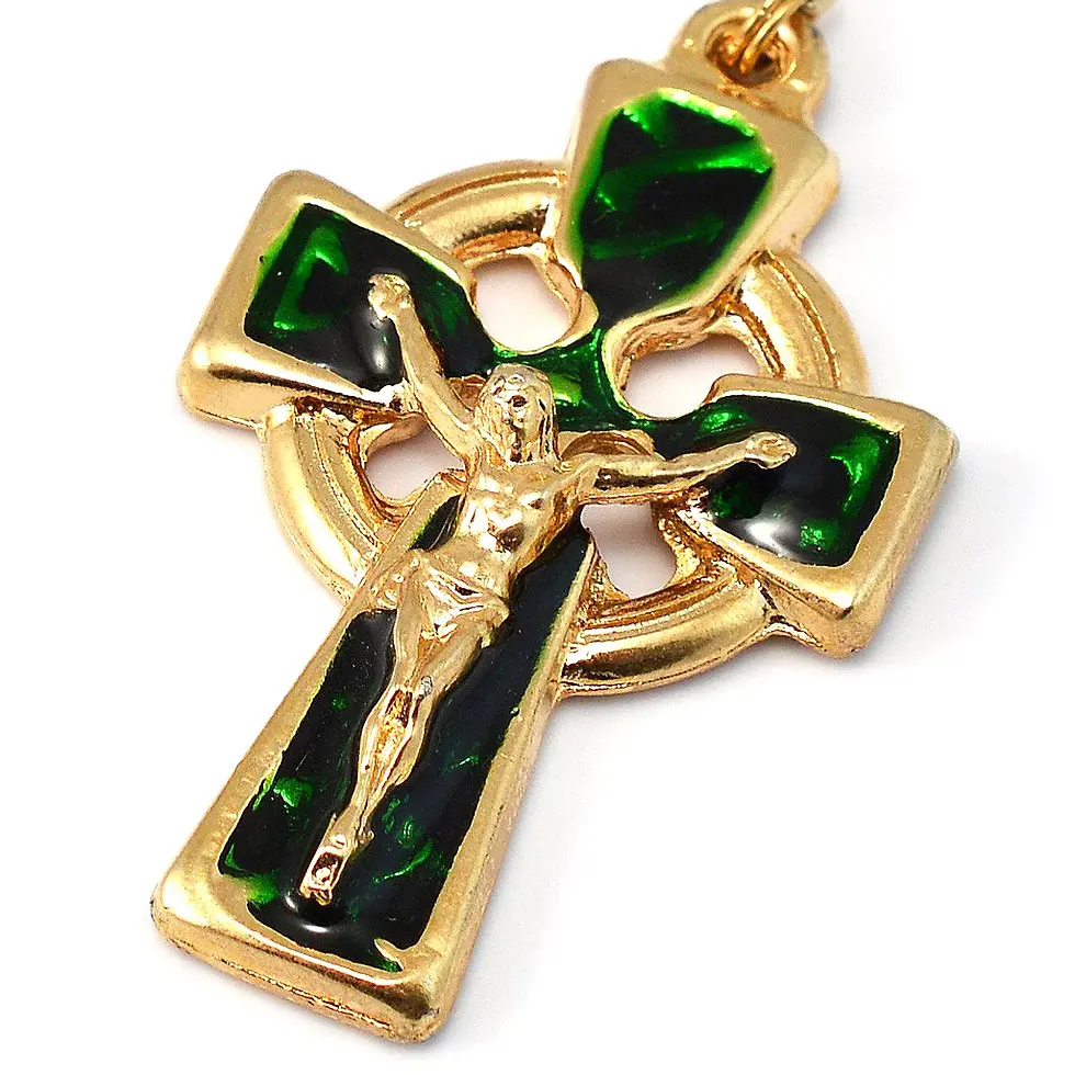 Thumbnail: Knock Apparition Celtic Emerald & Gold Rosary - 7mm €72.61