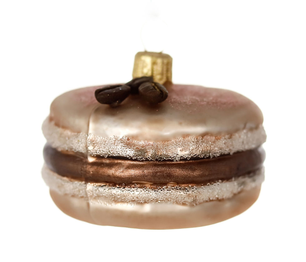 Thumbnail: Glass Bauble Macaroons 2 pc 5 cm - coffee & rasberry