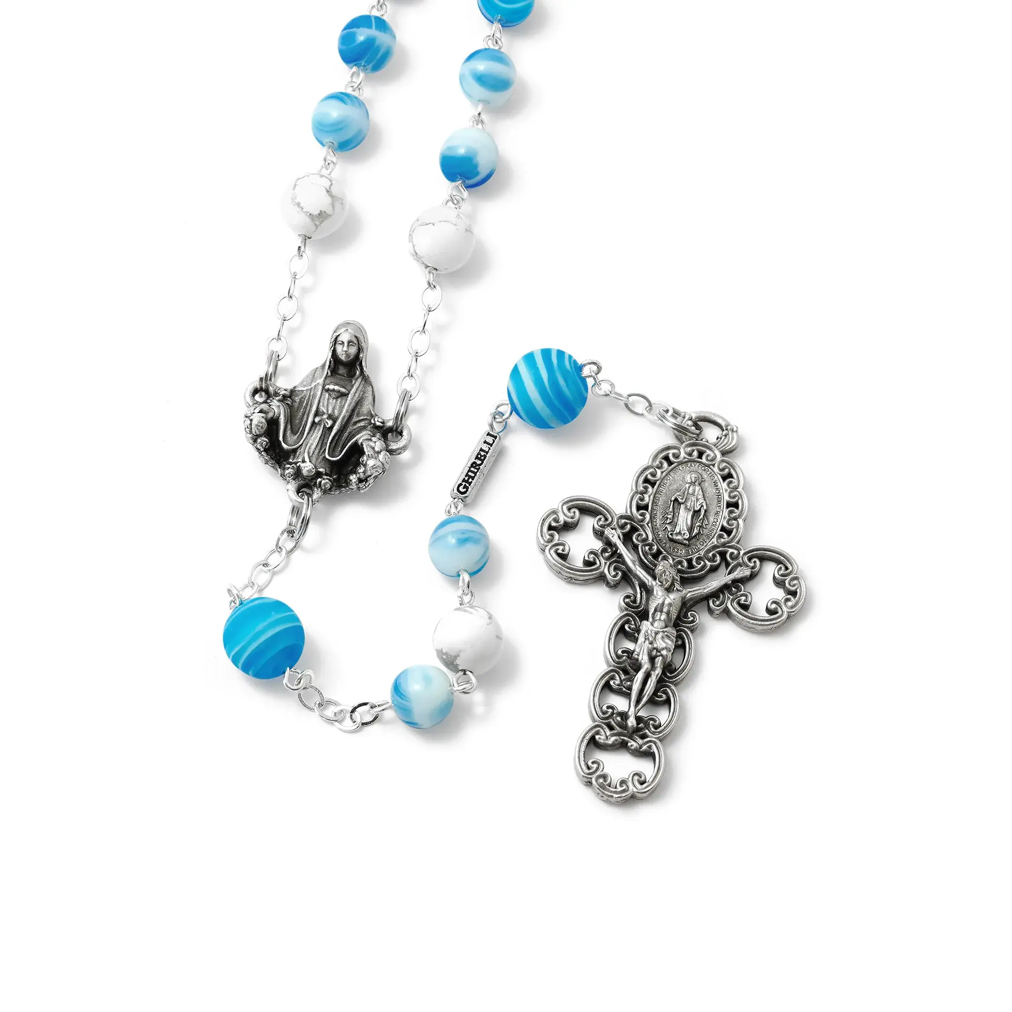 Miraculous Medal Rosary with Genuine Murano Beads