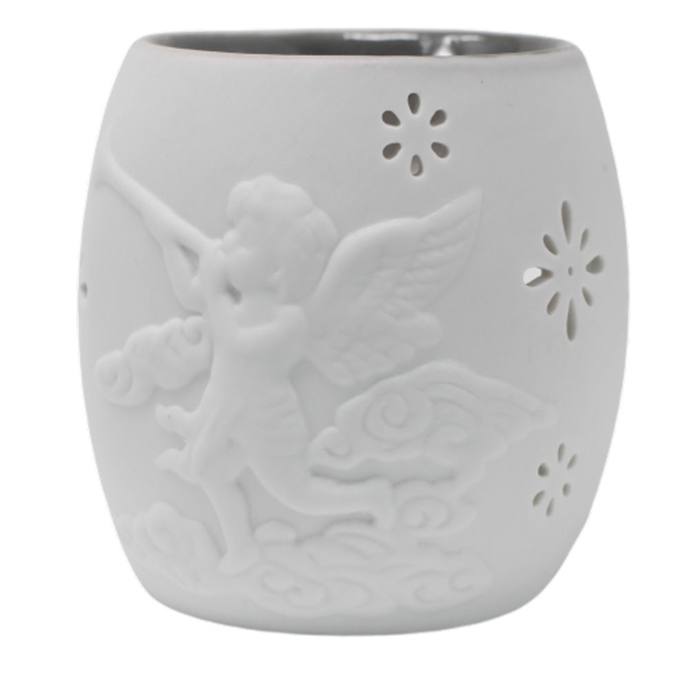 White Ceramic Cherubs oil burner