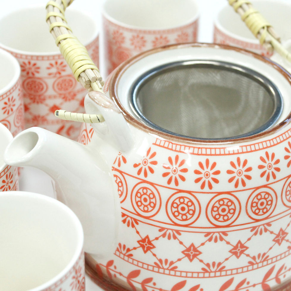 Thumbnail: Herbal tea pot set orange pattern