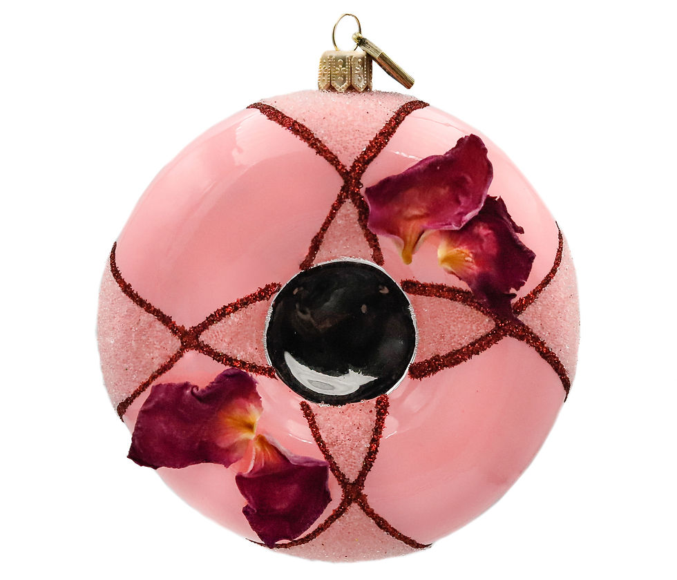 Thumbnail: Glass Bauble Donut with rose glaze 10 cm