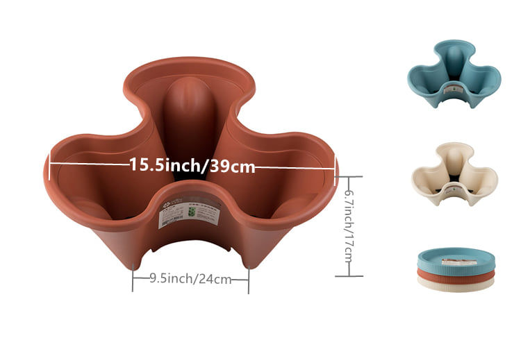 Thumbnail: Single Three - Petal Flower Pot Terra Cotta