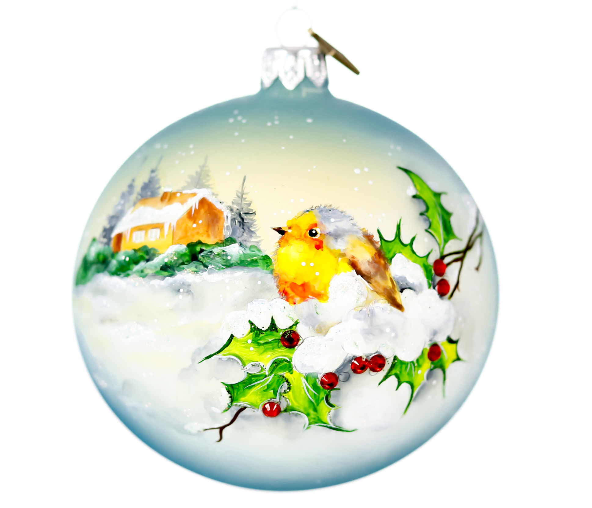 Glass Bauble - 10 cm - Robin