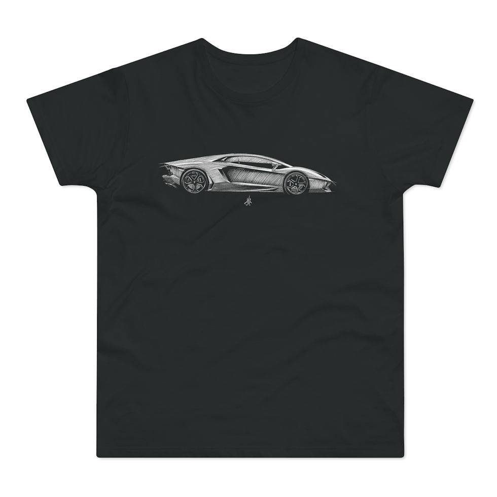 Miniature : T-shirt Lamborghini Aventador, unisexe, noir