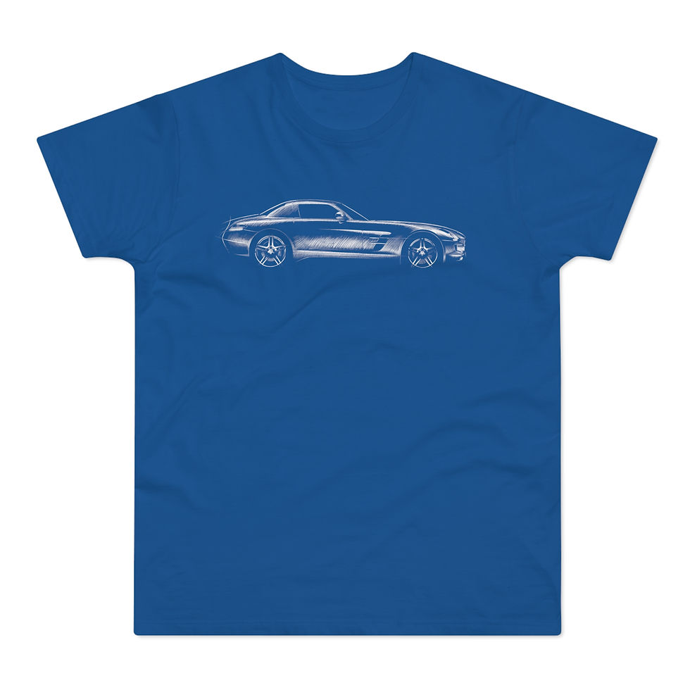 Miniature : T-shirt Mercedes SLS AMG, unisexe, bleu roi