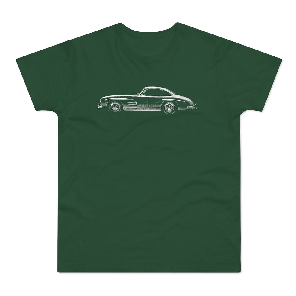 Miniature : T-shirt Mercedes 300sl, 60s, unisexe, vert bouteille