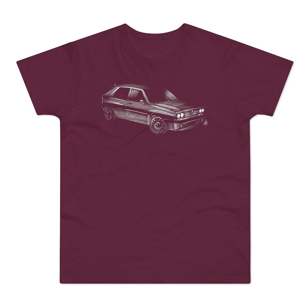 Miniature : T-shirt Lancia Delta Integrale, unisexe, rallye, bordeaux