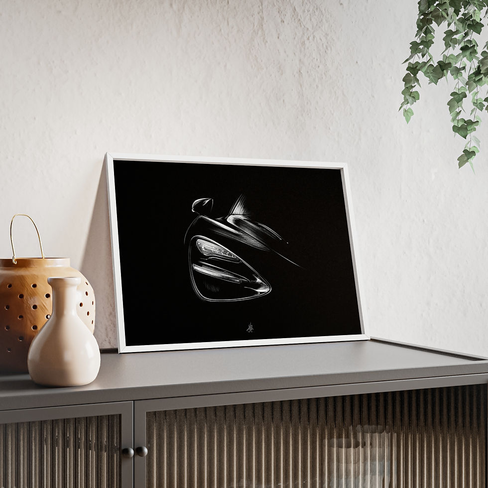 Miniature : Dessin Encadré McLaren, 720s, décoration supercar, blanc