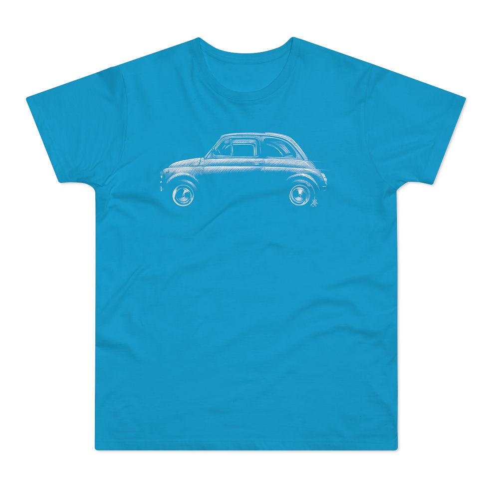 Miniature : T-shirt Fiat 500, 60s dolce vita, unisexe, bleu ciel