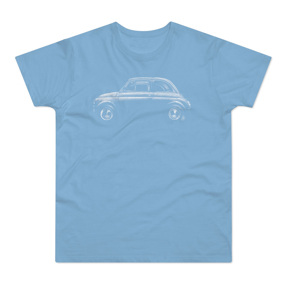 Miniature : T-shirt Fiat 500, 60s dolce vita, unisexe, bleu pâle