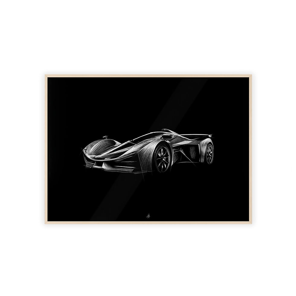 Miniature : Dessin Encadré Delage D12, décoration hypercar, bois