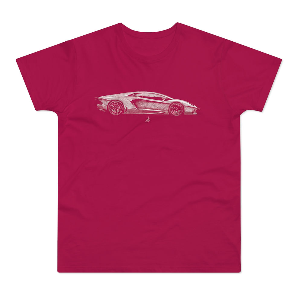 Miniature : T-shirt Lamborghini Aventador, unisexe, rose