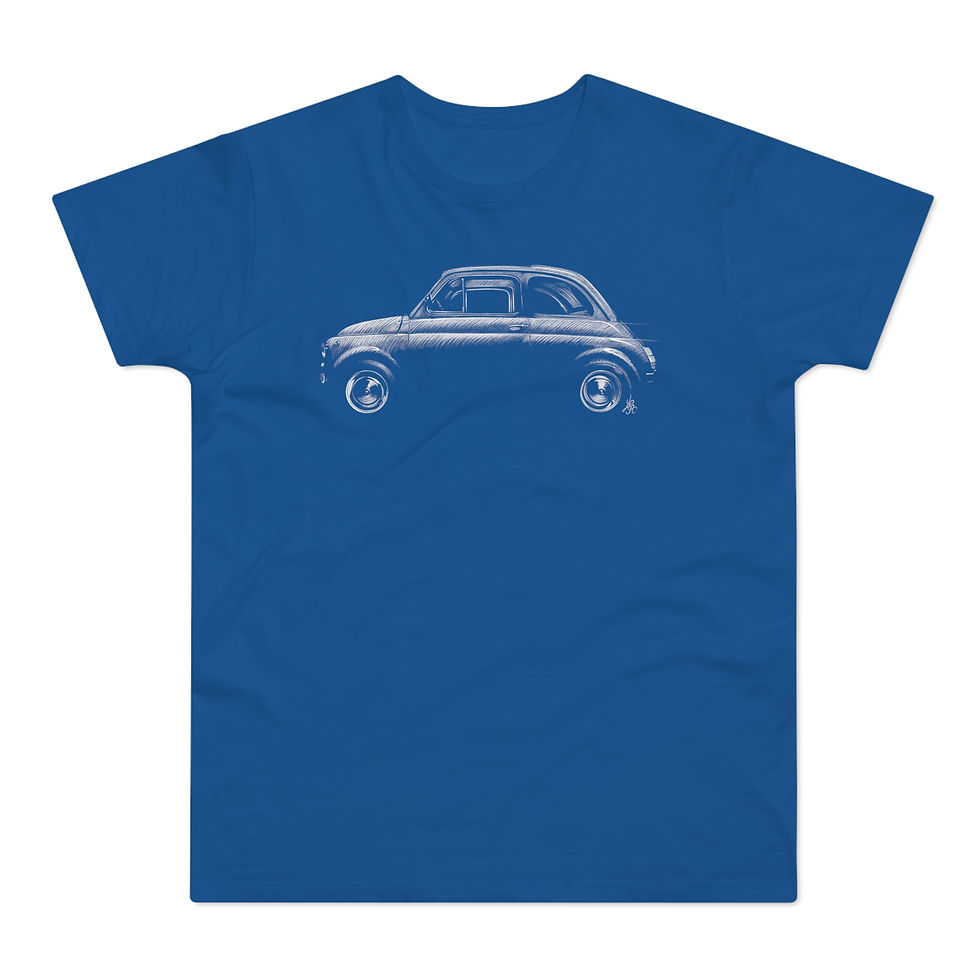 Miniature : T-shirt Fiat 500, 60s dolce vita, unisexe, bleu roi