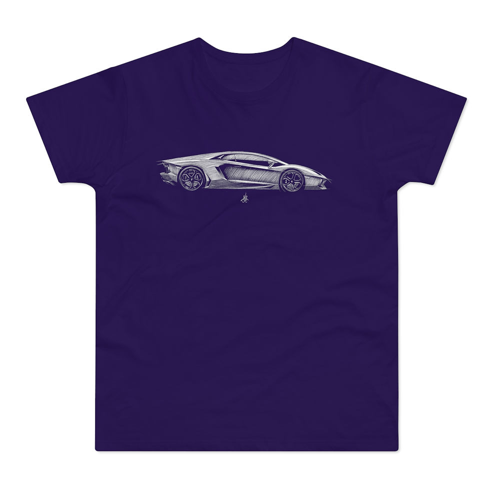 Miniature : T-shirt Lamborghini Aventador, unisexe, violet