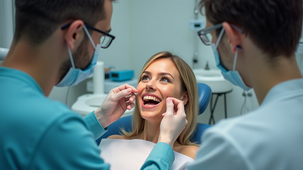 Eye-level view of a dental professional explaining aligner treatment to a patient