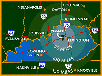 Map of Kentucky Showing Versaille