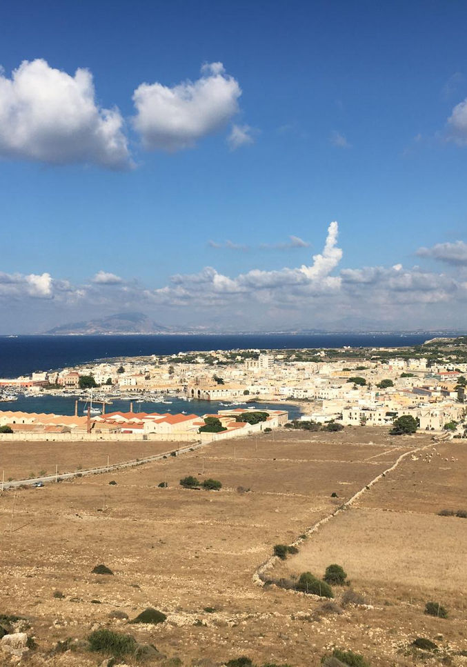 Favignana, located in a large bay dominated by Fort S. Caterina