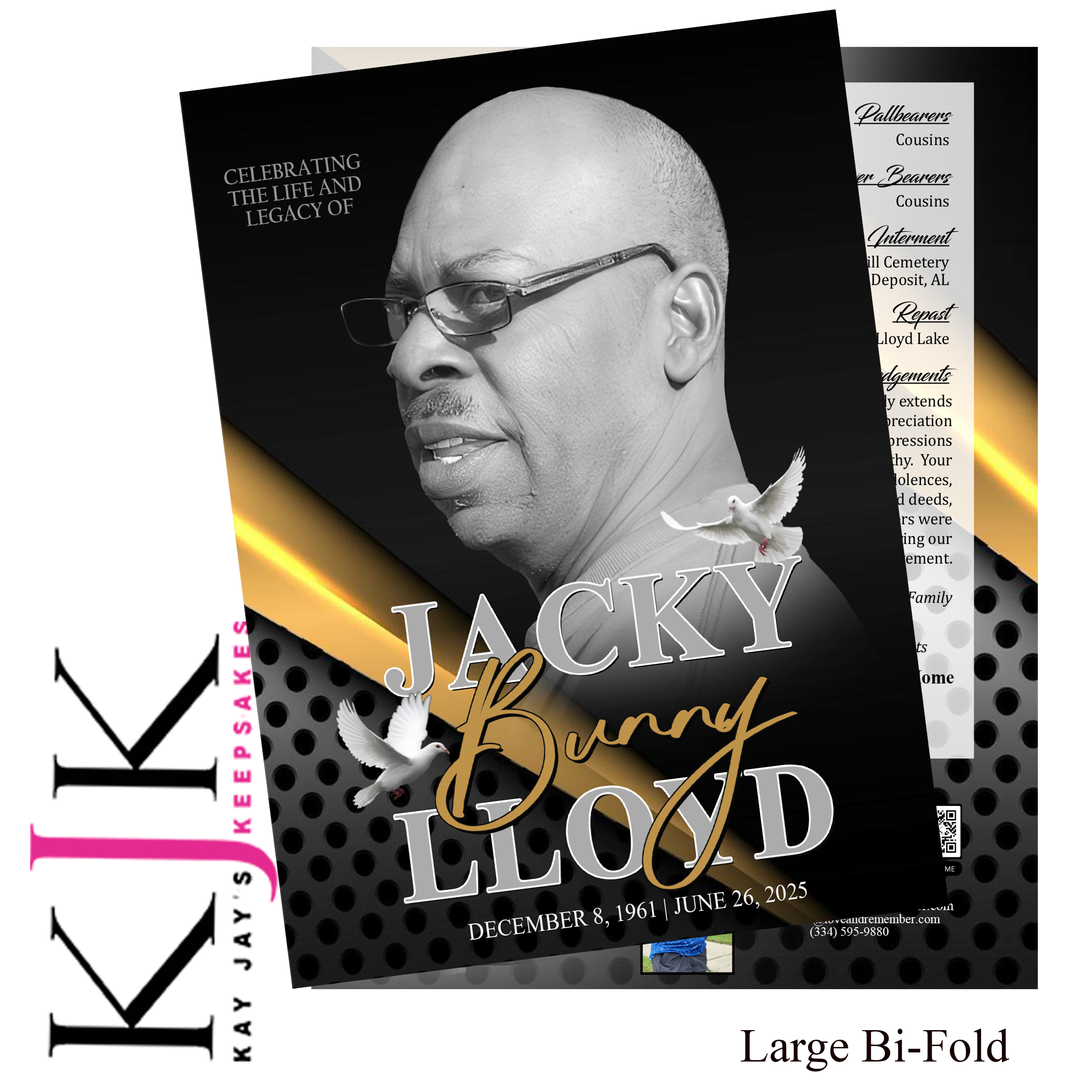 Black, Silver & Gold Funeral Program Design