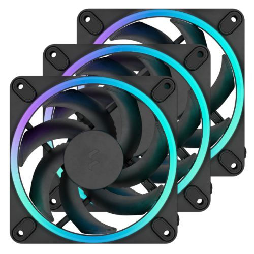 Fractal Design Momentum 12 ARGB 120mm PWM Case Fans (3-Pack), 16 LEDs, FDB Beari