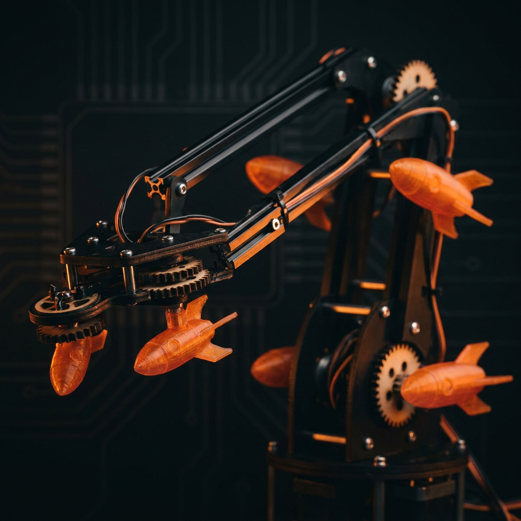 AI-generated render of a CrunchLabs-style mechanical build