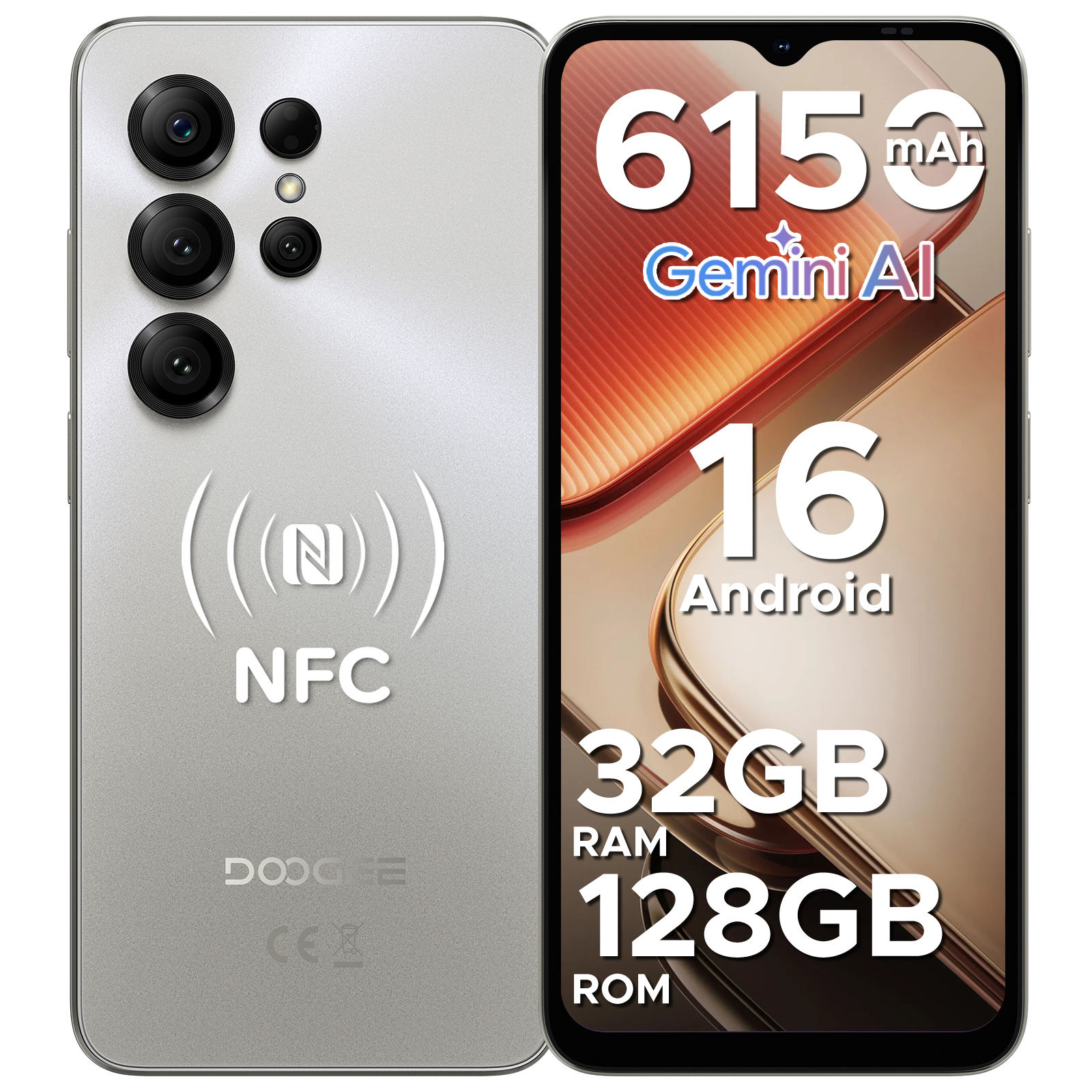 Global Version DOOGEE Note56X Pro Smartphone Android 16 Gemini AI 6150mAh Batte