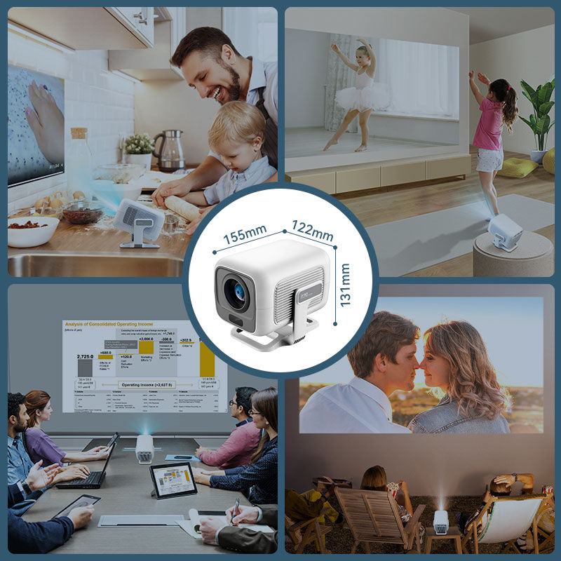 Thumbnail: HUAWEISHI 4K Projector Android Native Portable 1080P Auto Focus 600ANSI Video ho