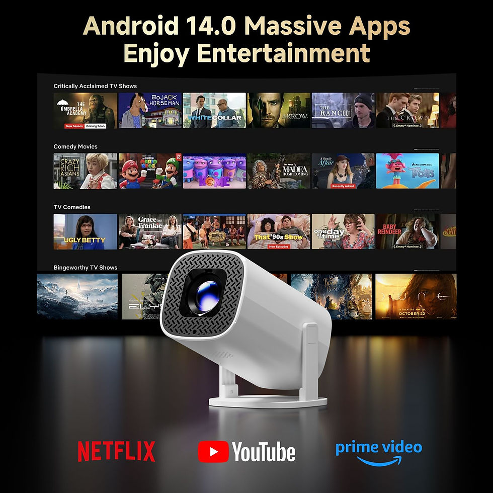 Thumbnail: HONGTOP P30PRO Smart Mini Projector Android 14 WiFi6 BT 5.0 Support 4K 1280*720P