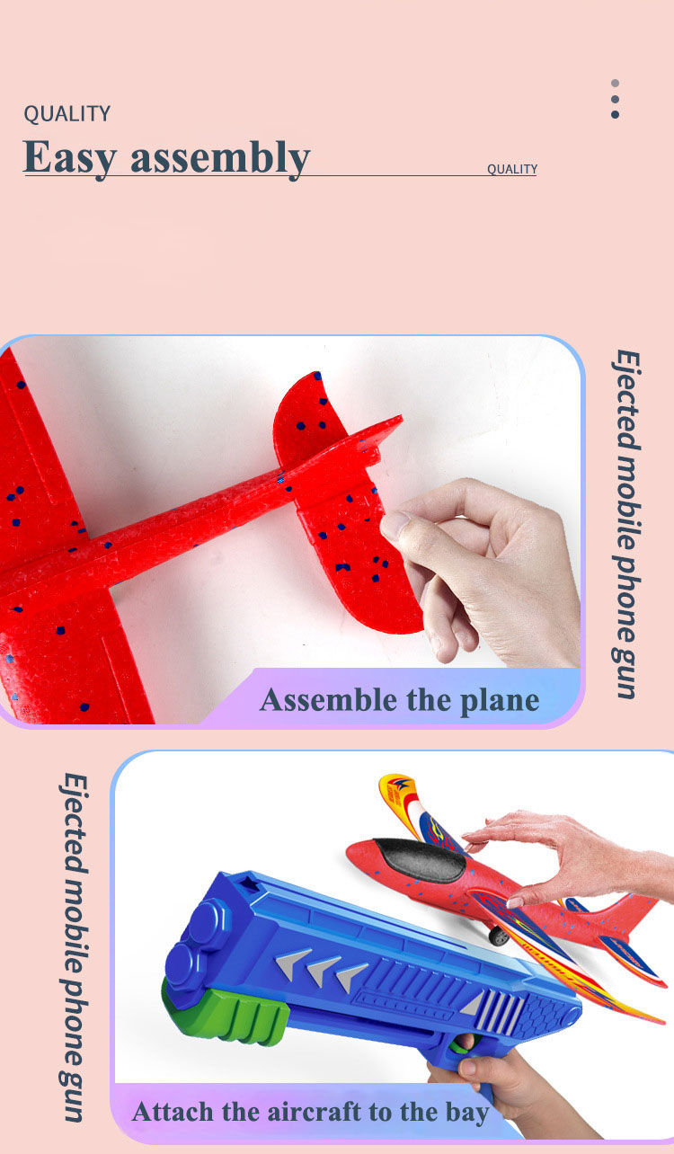 Thumbnail: Kids 24/34cm Foam Plane Launcher Outdoor Toy for Boys Sport Catapult Game Childr