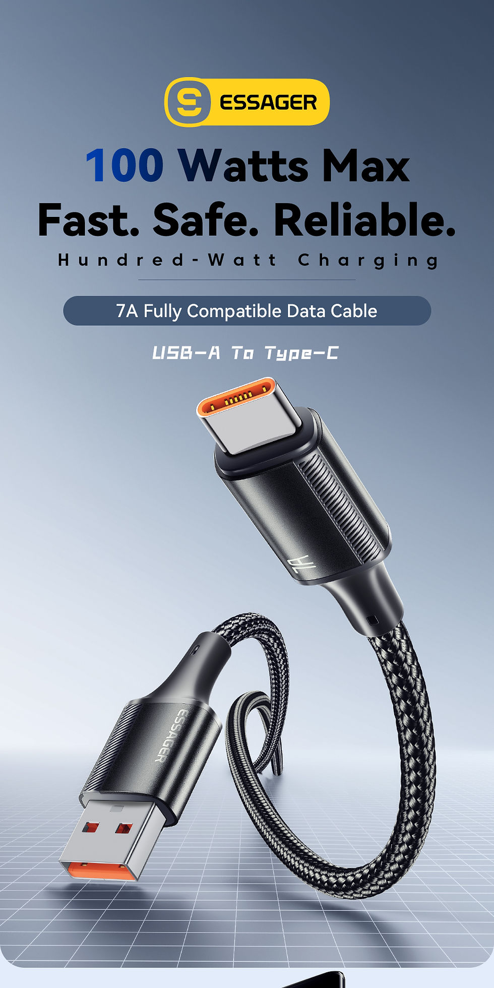 Thumbnail: Essager 7A USB Type C Cable For Realme Huawei P40 Pro 100W Fast Charging Wire US